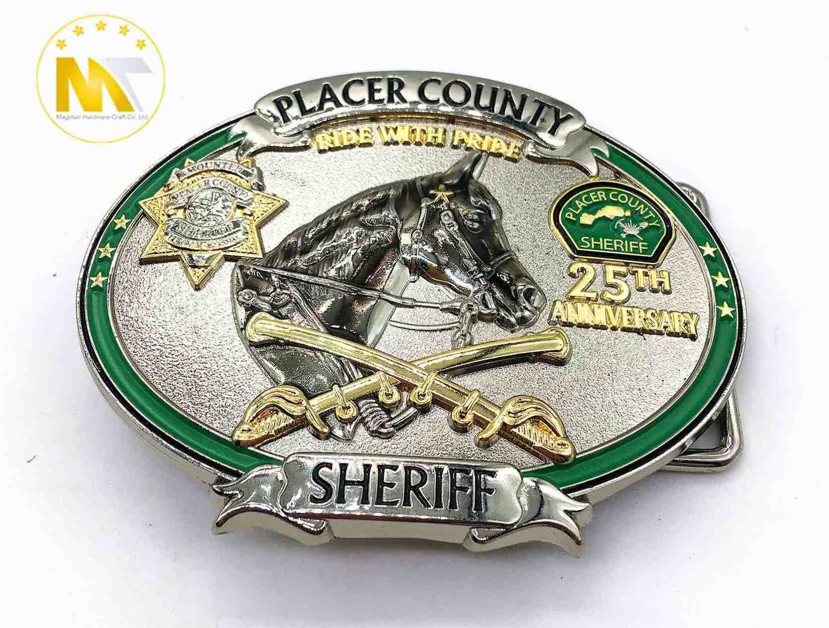 Hot selling round boy scout design  anti silver soft enamel men's buckle  belt buckle