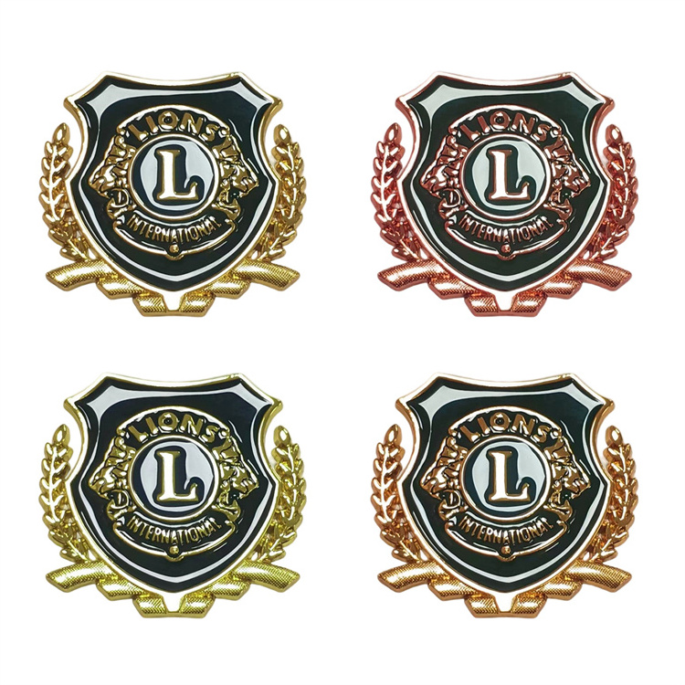 High Quality Custom Fashion Individuality 3D Antique Large Round Black Luxury Gold Badge Lapel Hard Enamel Lions Club Metal Pins