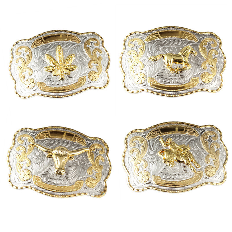 Wholesale Custom Logo Western Cowboy Luxury 3D 40Mm Brass Stainless Steel Zinc Alloy Metal Belt Buckles For Men