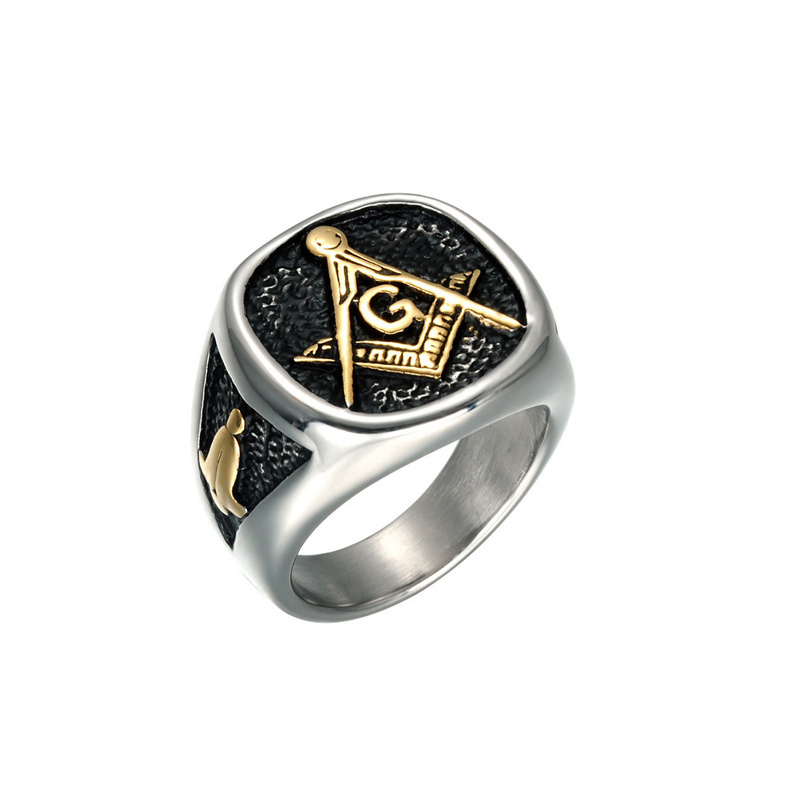 Custom Master Mason Signet Wholesale Vintage Women Stainless Syeel Wedding Cheap Championship Gold Plated Masonic Ring For Men