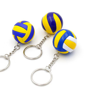 Promotional Ball Keychain High Quality Hot Sale Soccer Baseball Football Volleyball Hard Imitation Leather Keychain With Keyring