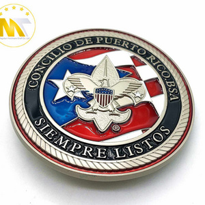 Hot selling round boy scout design  anti silver soft enamel men's buckle  belt buckle