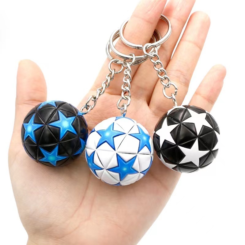 Promotional Ball Keychain High Quality Hot Sale Soccer Baseball Football Volleyball Hard Imitation Leather Keychain With Keyring