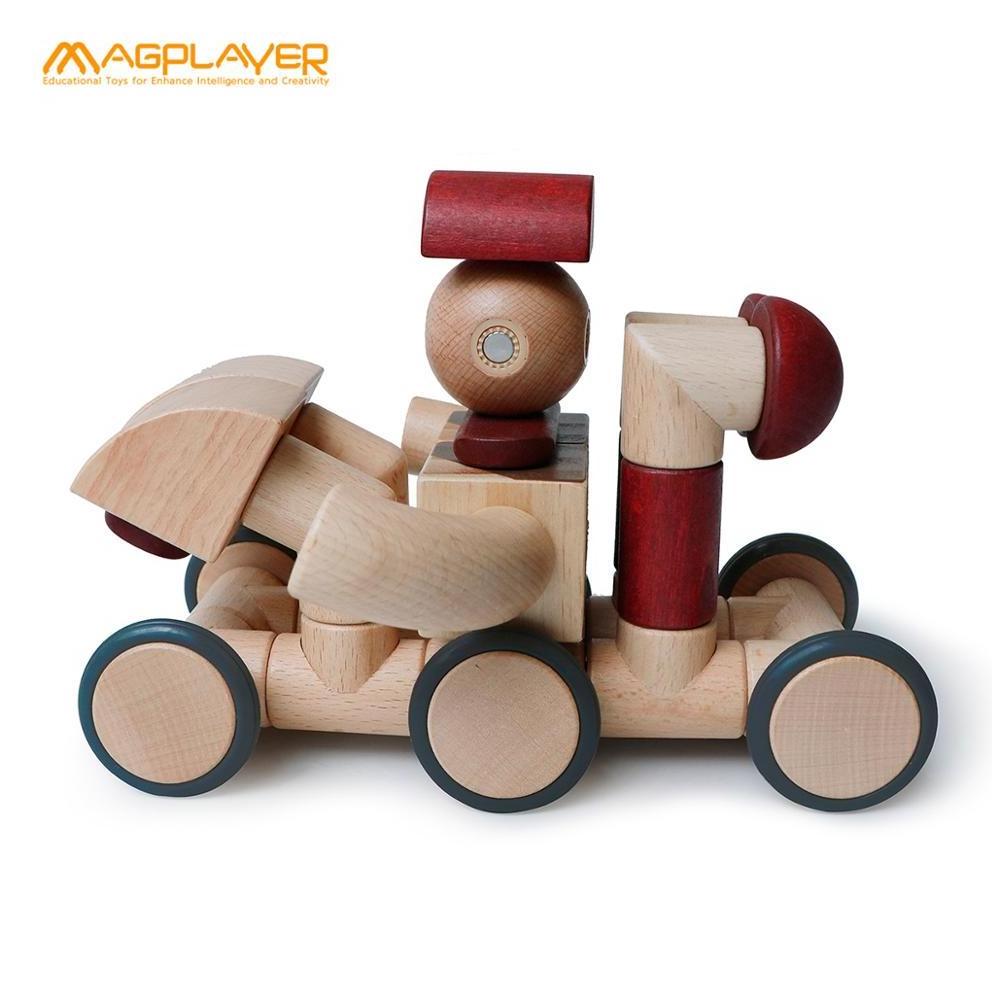 Intelligence educational wooden magnet block toy magnetic blocks for children