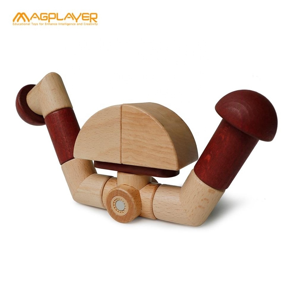 Intelligence educational wooden magnet block toy magnetic blocks for children