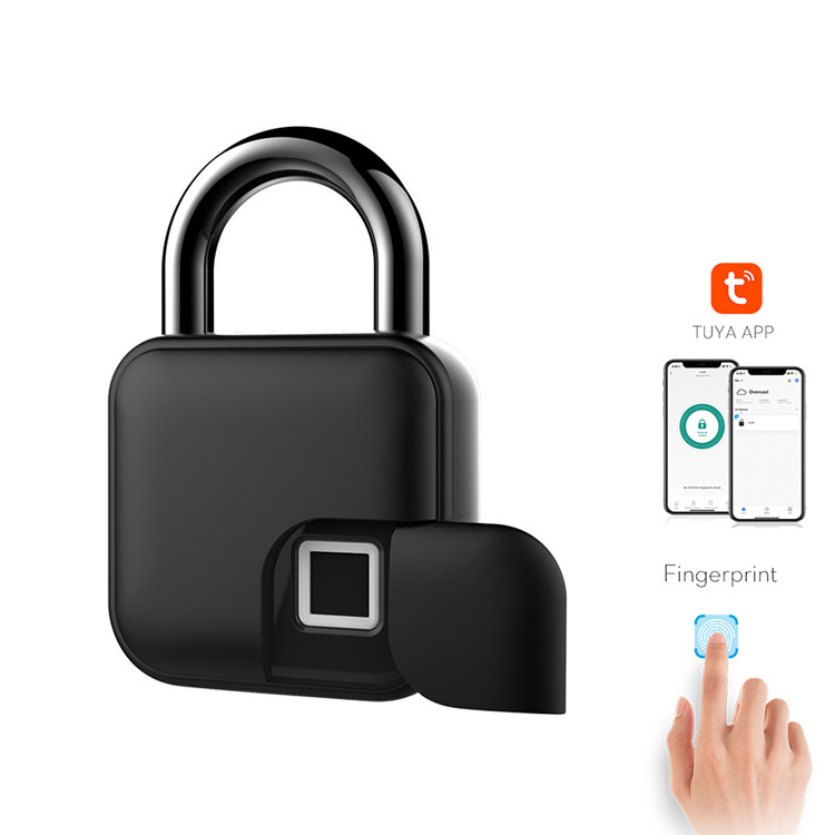 Factory Original Brand New IP65 Tuya App Smart Biometric Fingerprint Padlock L3+ Smart Digital Alarm Fingerprint Pad Lock