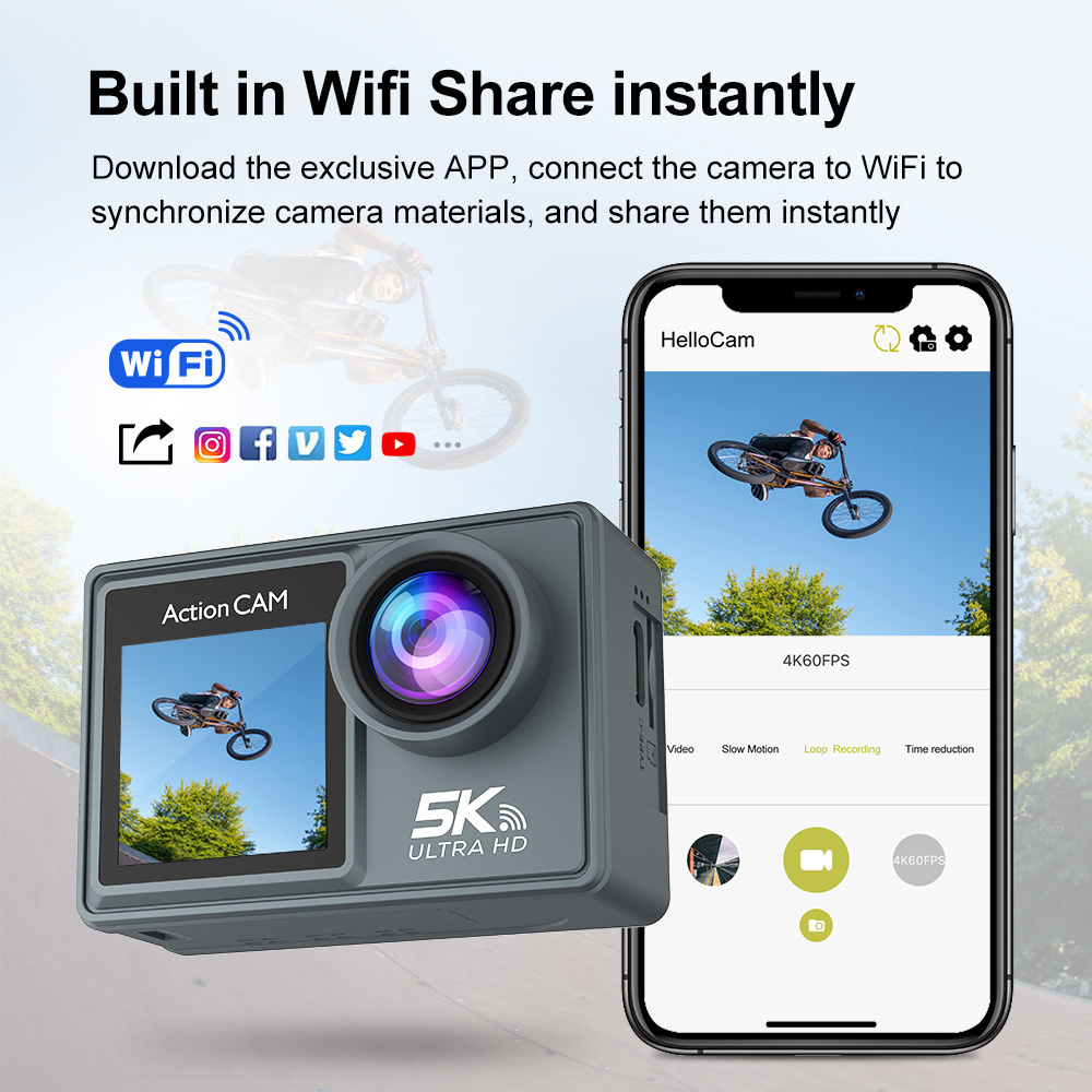 Real 4K 60fpcs shockproof 5K 30fps Akaso Insta 360 One X3 sports camera yi 5K Action & Sport Camera