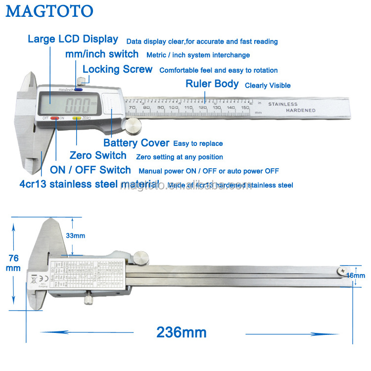 China Competitive Price150mm 200mm 300mm Insize Electronic Digital Dial External Vernier Calipers For Measuring Tool