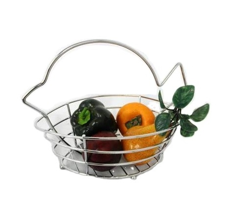 Table Top Fish Shape Basket New Design Wire Metal Fruit Basket Handcrafted Decorative Fruit Vegetable Storage Basket