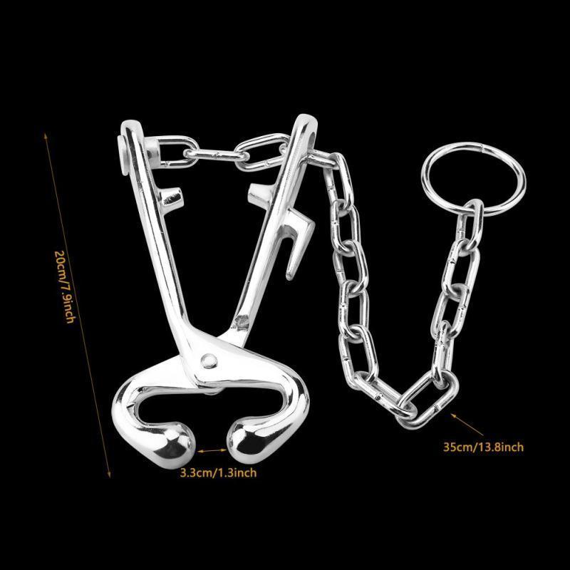 Stainless Steel Cow Nose Ring Pliers Bull Cattle Bovine Clip with Chain Pull only for Animal Veterinary Instruments High Quality