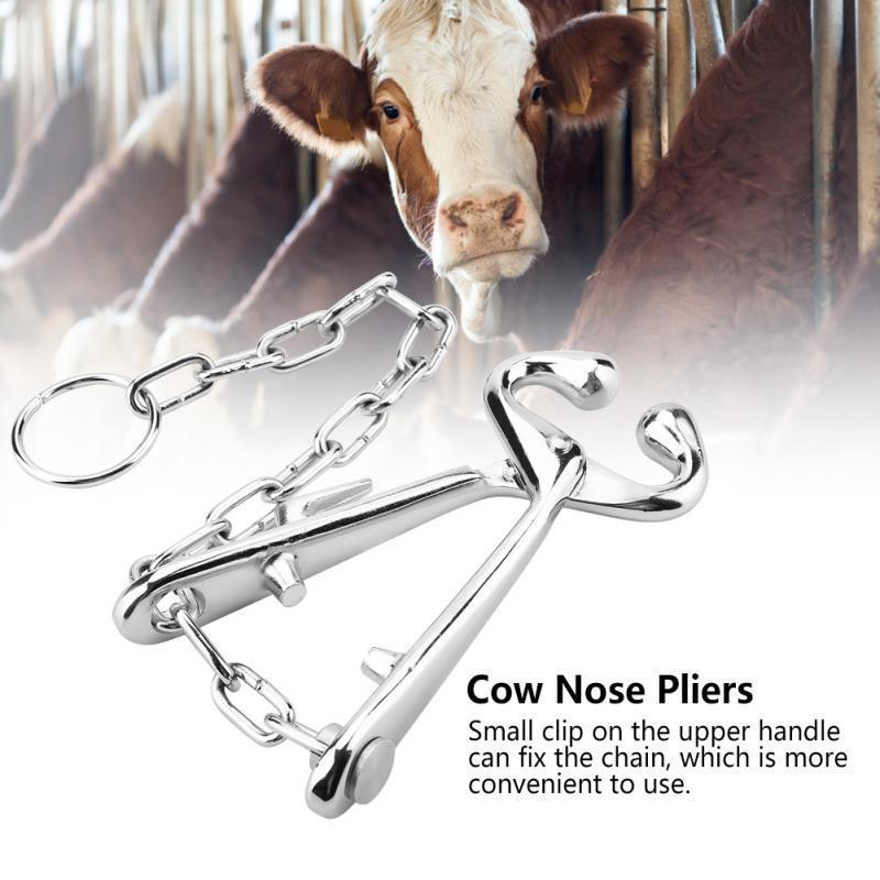 Stainless Steel Cow Nose Ring Pliers Bull Cattle Bovine Clip with Chain Pull only for Animal Veterinary Instruments High Quality