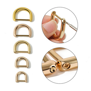 Metal D-Ring with Screw Bag Chain Strap Charms D Loop Metal D Rings For Luggage Bag Handbag Hardware Accessory