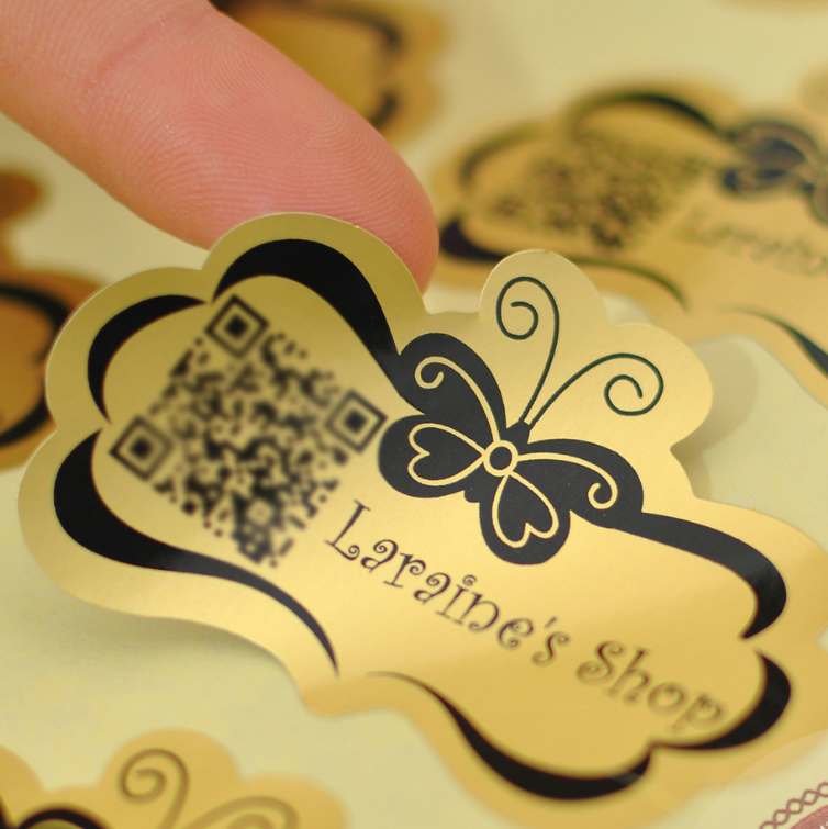 Die cut personalized brand name printing  custom gold waterproof stickers printed