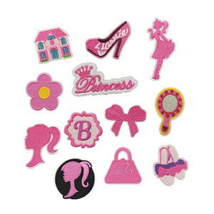 Girls heat press glue backing private design custom fashion embroidered patch badge