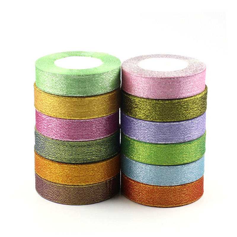 Colorful cake gift packaging gold ribbon curling wholesale wired ribbon diy