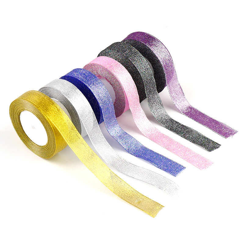 Colorful cake gift packaging gold ribbon curling wholesale wired ribbon diy