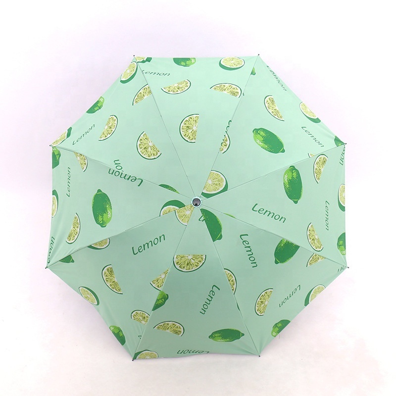 Wholesale cheap promotional girl cute fruit 3 fold umbrellas for the rain