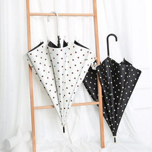 Fashion retro striped plaid polka dot printing automatic umbrellas straight