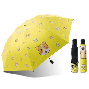 Cartoon cute dog pattern custom printed folding uv protection umbrella for girls