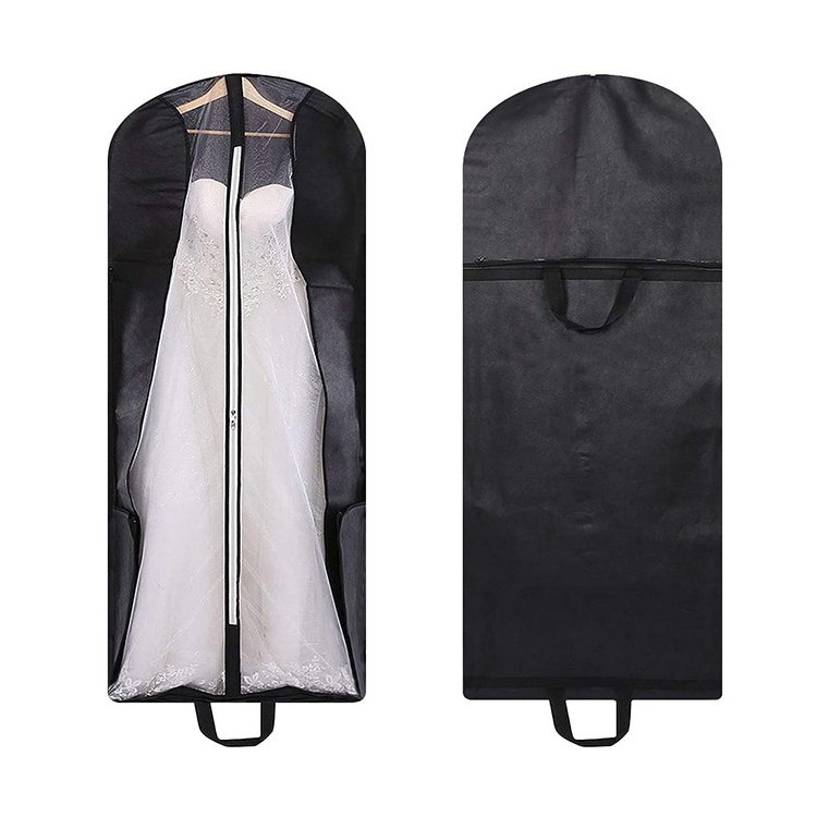 Custom logo printed high quality white 600 denier breathable non woven bridal long gown clothes wedding dress cover garment bag