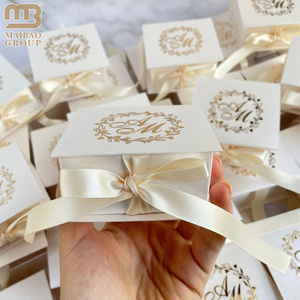 Custom Small Wedding Box For Guests Luxury Wedding Favor Sweet Candy Box Party Souvenir Gift Chocolate Packaging Box With Ribbon