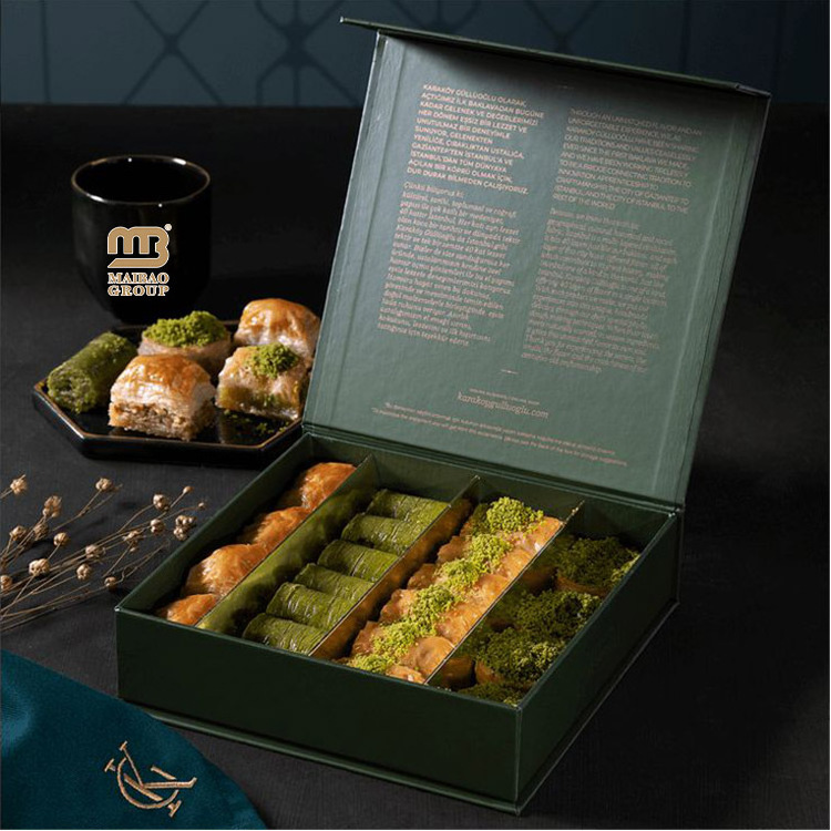 Custom Luxury Baklava Packaging Boxes Exclusive Cardboard Mix Baklava Premium Gift Box Arabic Sweet Assorted Pastry Tea Box