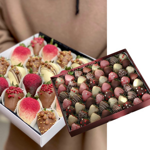 Luxury clear window bonbons truffle bar sweet candy dessert strawberry packaging paper carton custom premium chocolate box