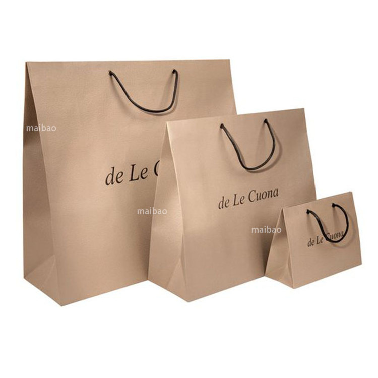 Wholesale Recycled Craft Nylon Handle Gift Black Brown White bolsa de papel, Custom Kraft Paper Shopping Bag With Your Own Logo