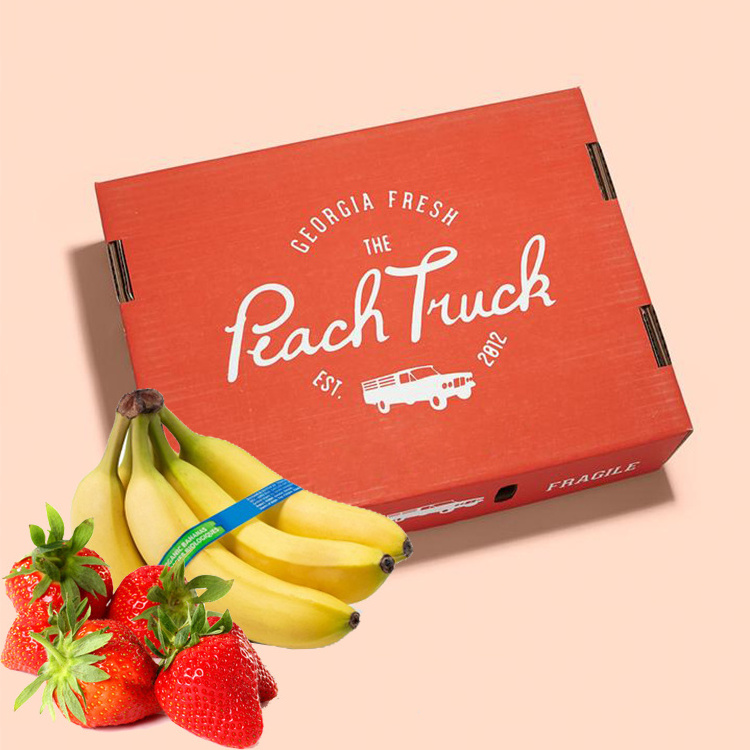 Custom printed design eco friendly cardboard export fresh banana cherry transport packaging peach fruit gift boxes for shipping