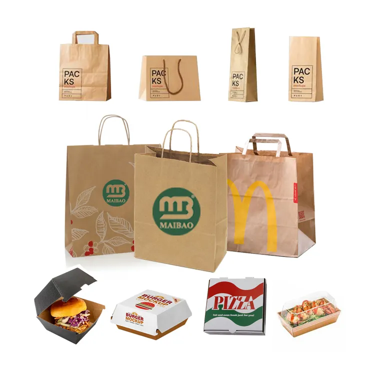 White Brown Kraft Paper Bags With Your Own Logo, Paper Shopping Bag With Logo, Paper Kraft Bag Custom Paper Bags With Handles