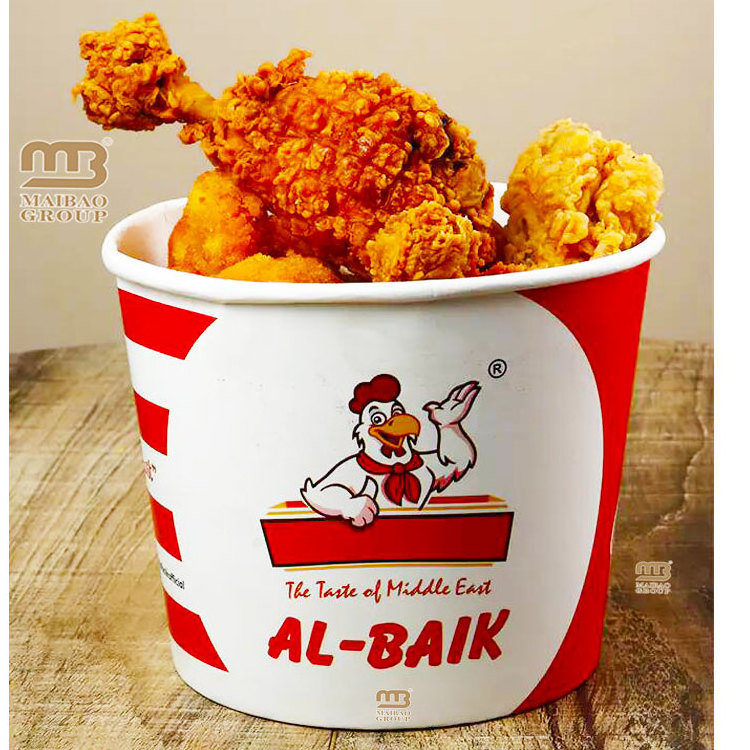 Custom Eco Friendly 64oz 150oz 170oz Disposable Logo Printed Big Size Paper Fried Chicken Buckets With Lid