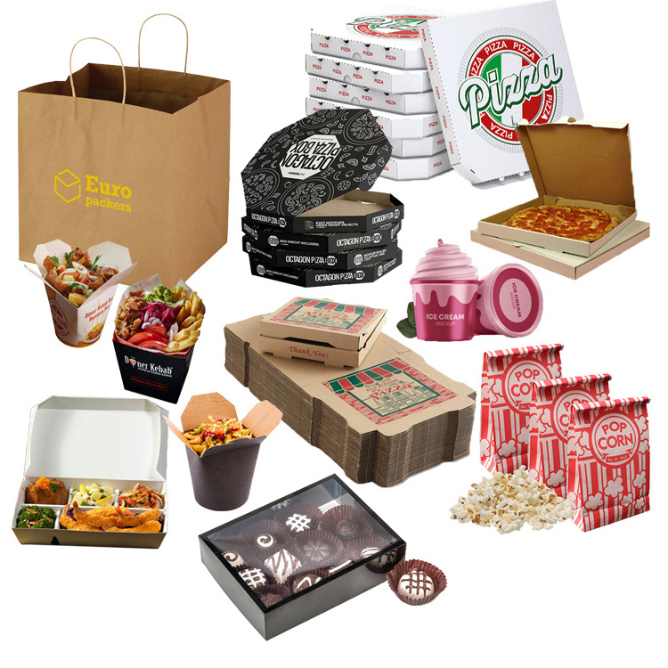 Manufacturers kraft corrugated fast takeway togo food packaging containers wholesale paper pizza sushi lunch burger food boxes