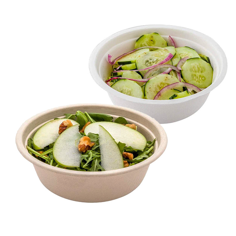 Custom 500ml 750ml 32oz Eco Biodegradable Compostable Disposable Soak Proof Noodle Meal Sugarcane Bagasse Salad Bowls With Lid