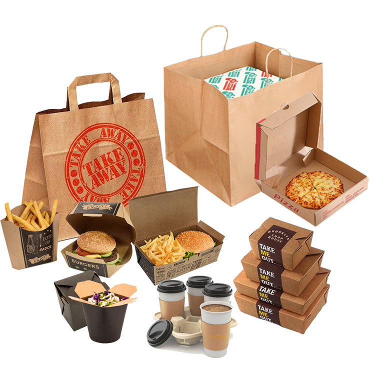 Manufacturers kraft corrugated fast takeway togo food packaging containers wholesale paper pizza sushi lunch burger food boxes