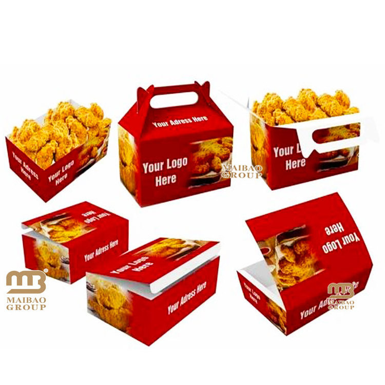 Wholesale Customized Hot Fast Food Packaging Take Out Nuggets Wings French Fried Chicken Packaging Box, Fried Chicken Box