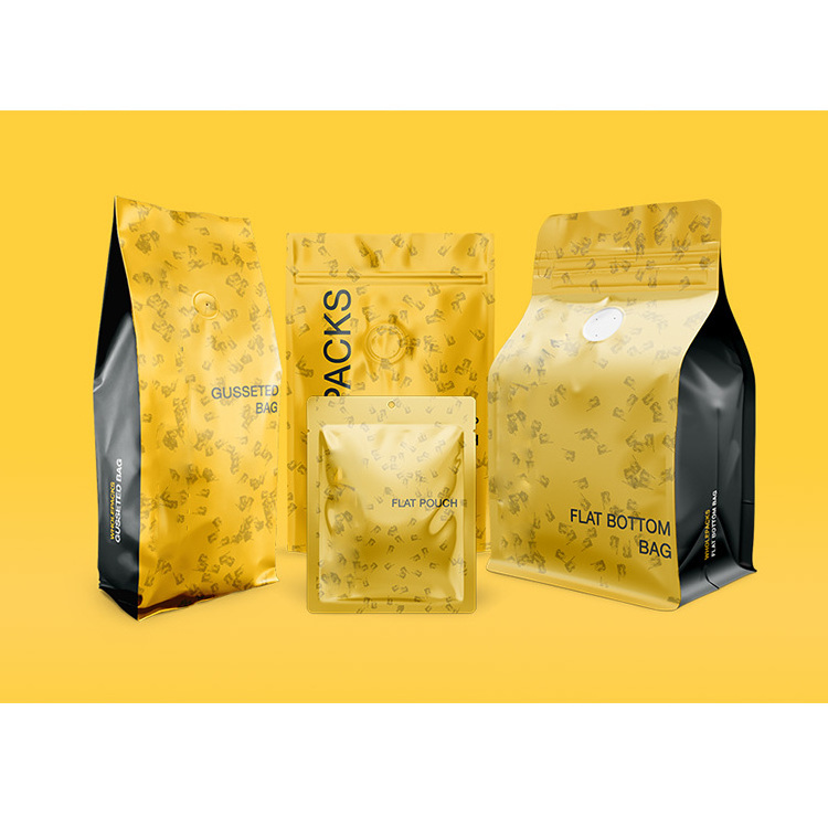 Supplier custom printed bulk small luxury gold 1lb 5lb aluminum foil one way valve and ziplock coffee packaging bags