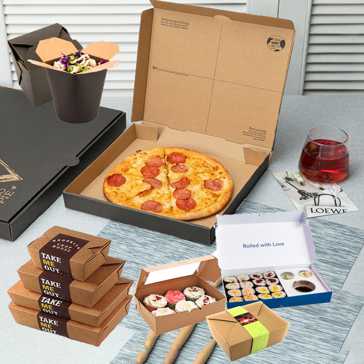 Wholesale custom branded kraft takeout box restaurant catering 30