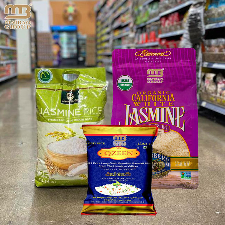 Design Different Types Price Thai Basmati Names Bopp Empty Laminated Plastic 1kg 5kg Rice Cooking Bags For Rice Packaging Sale