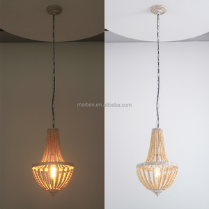 American Boho antique brushed light fixture New Type  Nordic Home Decor Wooden Bead Chandelier