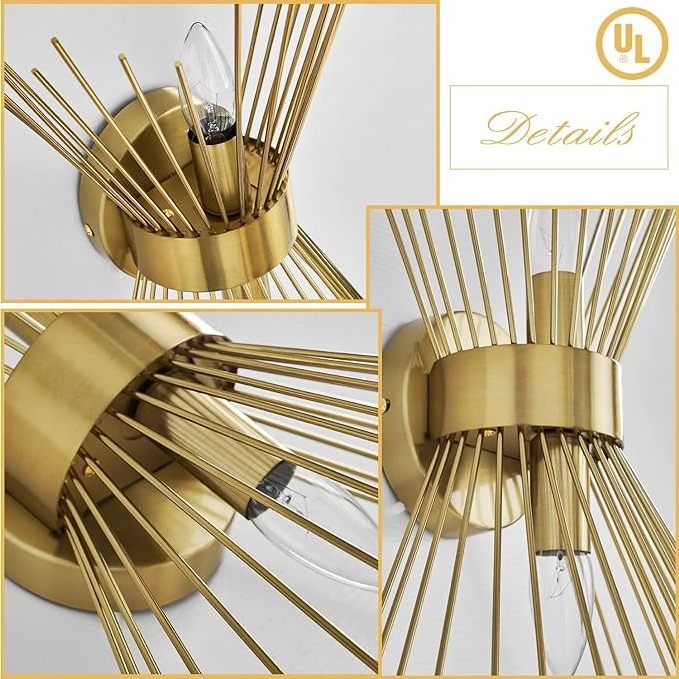 Mid-Century Modern Starburst Gold Bedside Electroplate Brass Wall Light for Bathroom Vanity