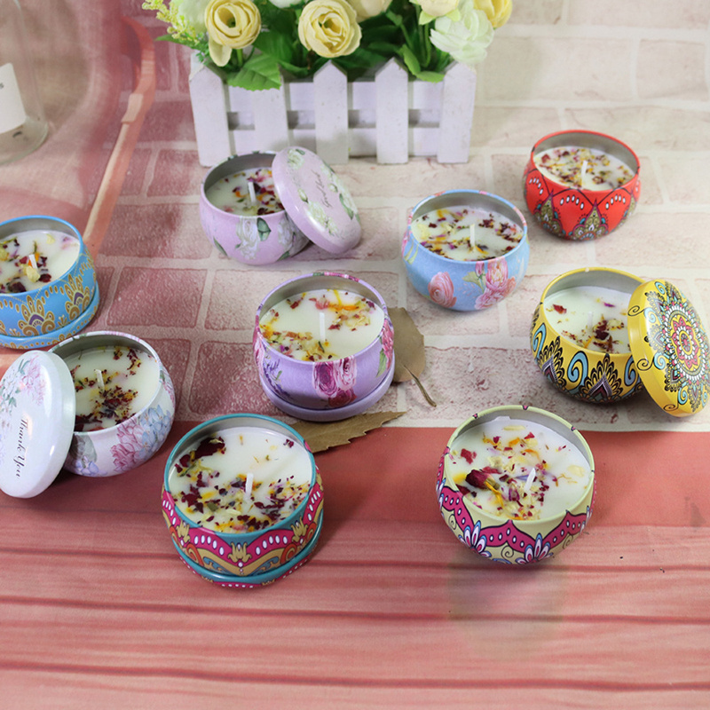 Premium Mini Decoration Organic Soy Wax Scented Candle with Dried Flowers