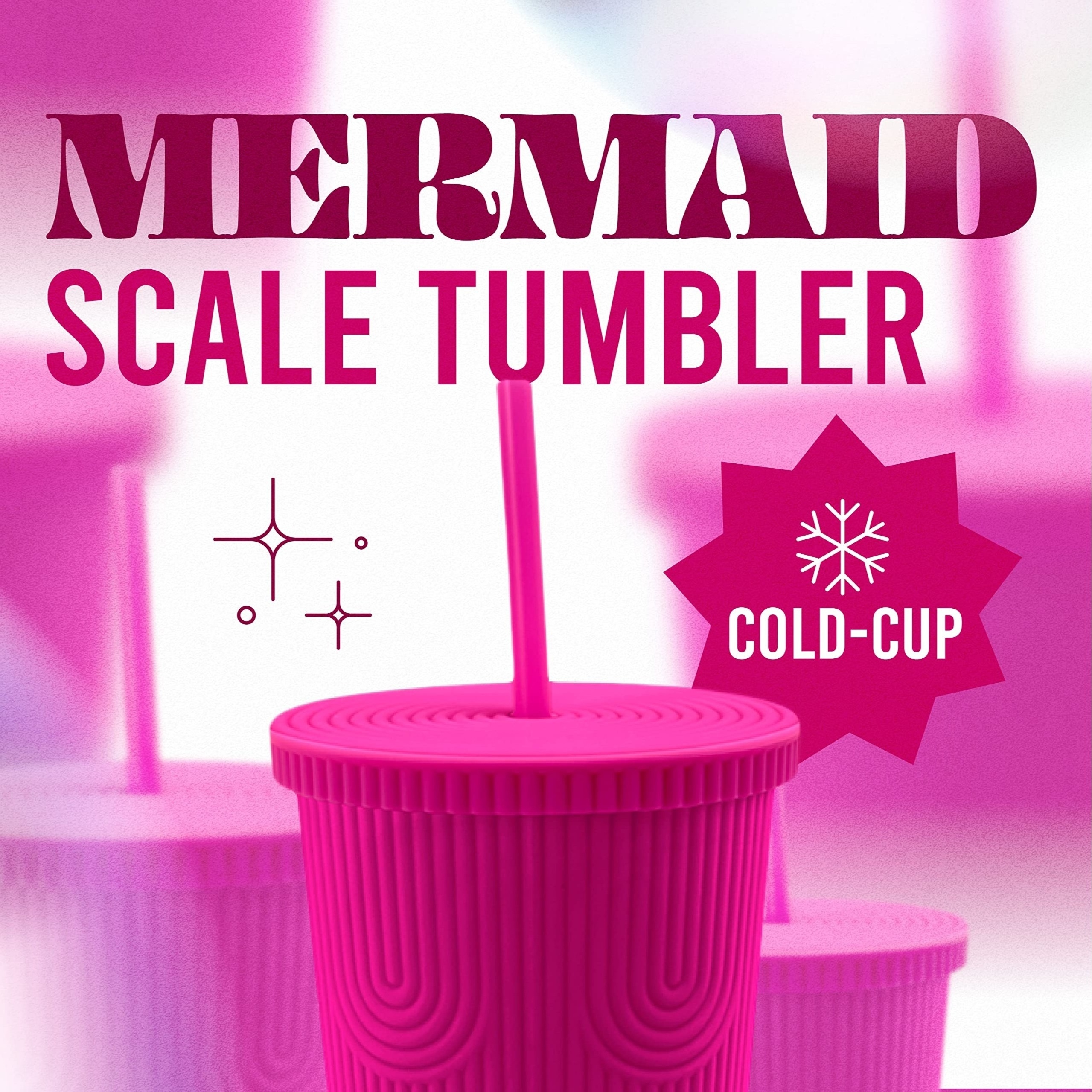 Fashion Trendy Studded Tumbler Holographic Iridescent Bpa Free Plastic Cold Cup 24 Oz Mermaid Scale Tumbler With Lid And Straw