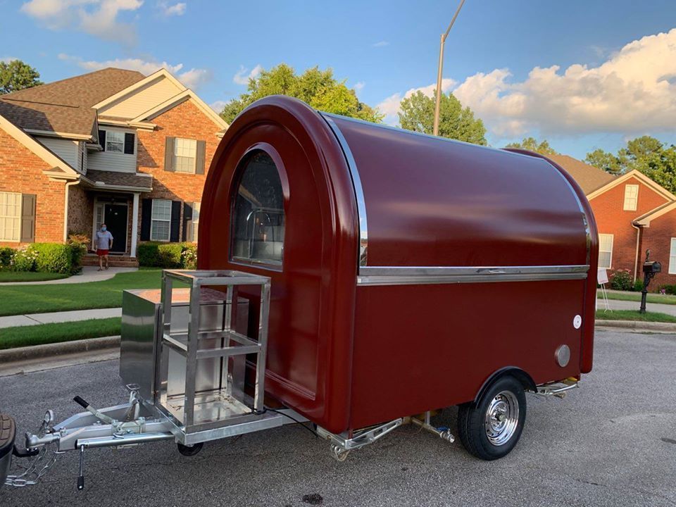 Customized American Standard Fast Food Truck Mobile Kitchen Trailer Caravan Range Hood New Condition Restaurant Bakery Winery