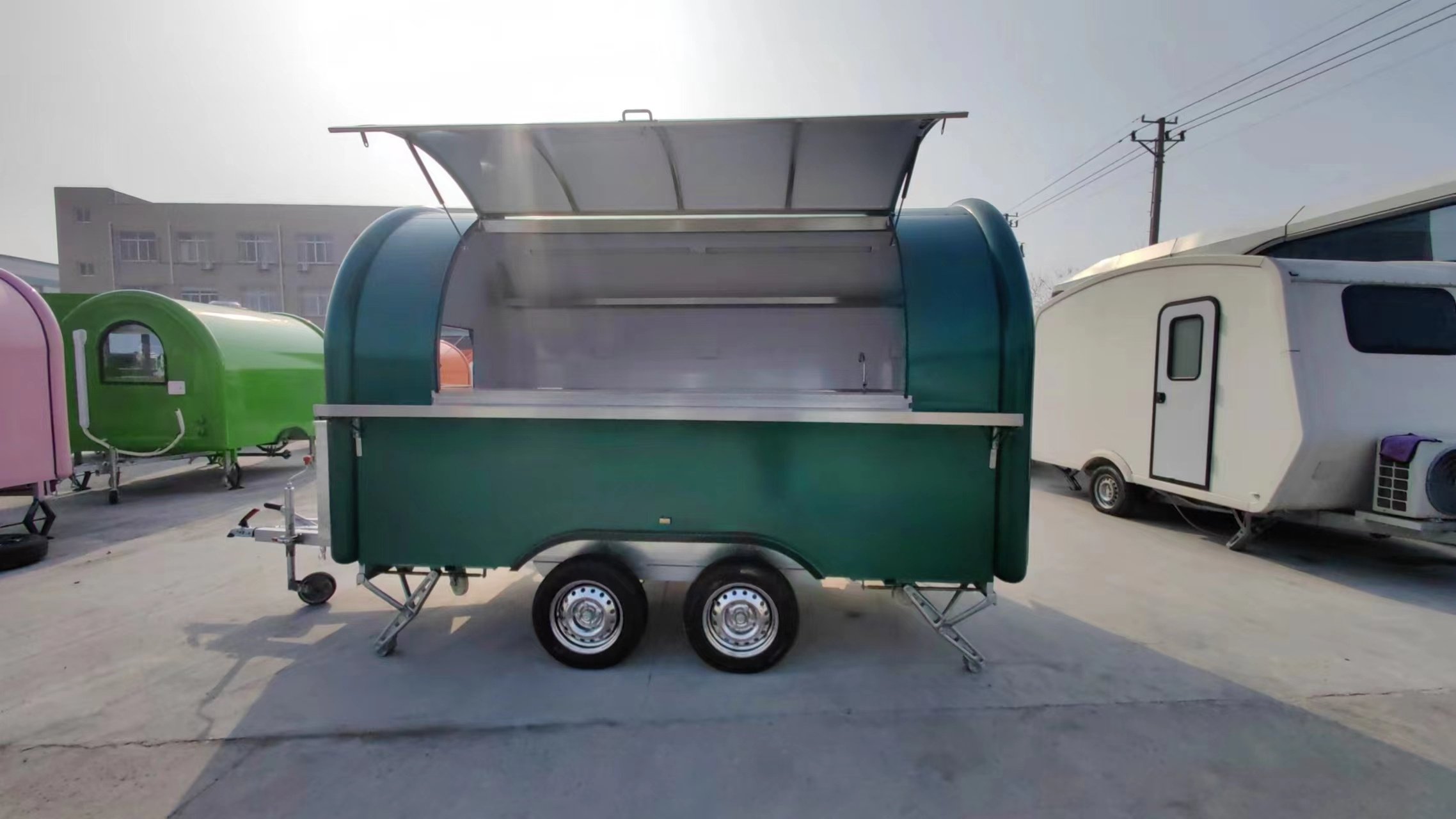 MAICHE SL-6 Dark Green Fast Food Cart Australian Market Hot Sale Pizza Hot Dog Featuring New Corn Water Based Restaurants