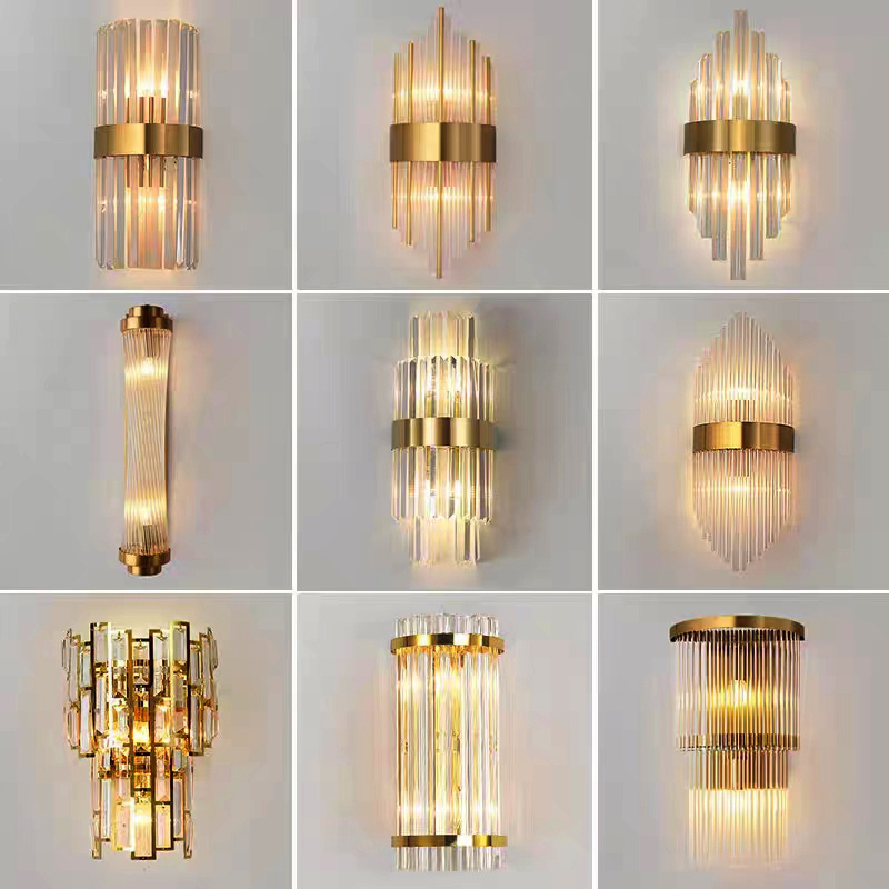 high quality interior decor project home hotel villa corridor background living room bedside luxury crystal wall lamp