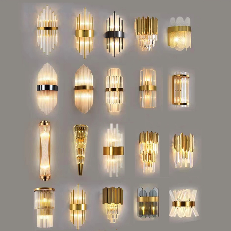 high quality interior decor project home hotel villa corridor background living room bedside luxury crystal wall lamp