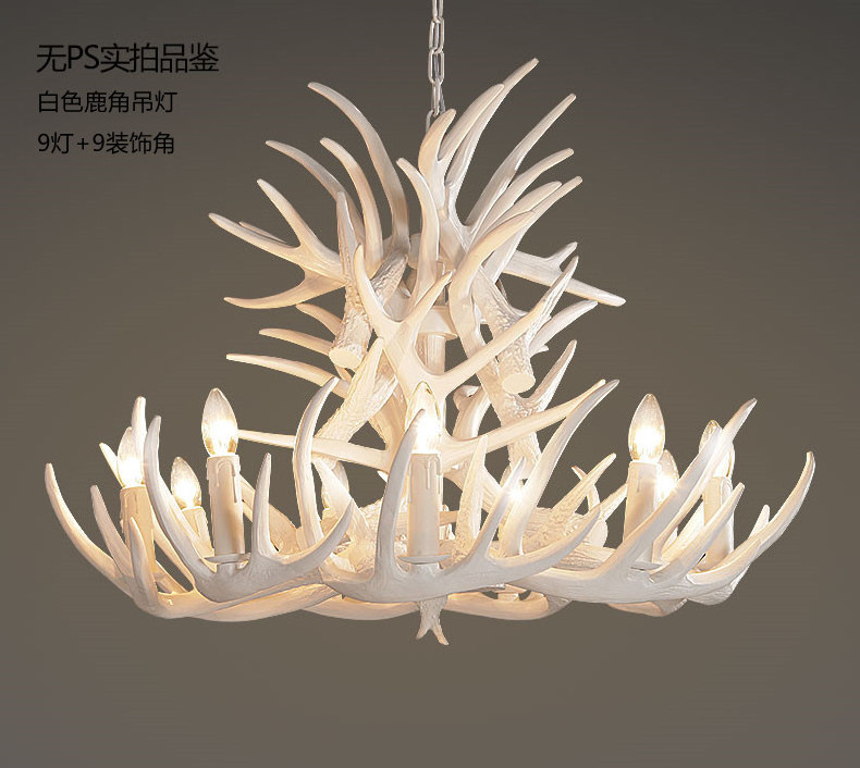 Modern simple white antler chandelier Living room dining room study bedroom lamps Creative personality chandelier