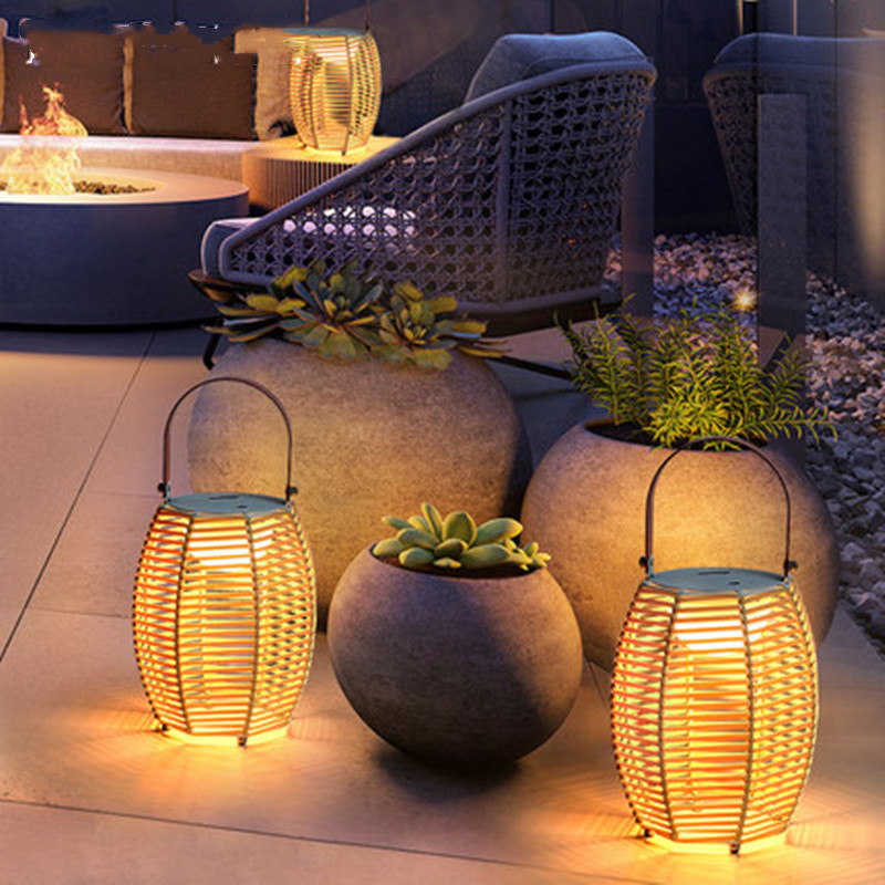 outdoor charging hand pick hand woven lamp