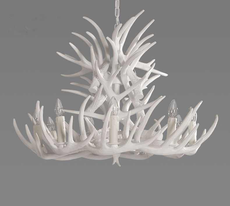 Modern simple white antler chandelier Living room dining room study bedroom lamps Creative personality chandelier