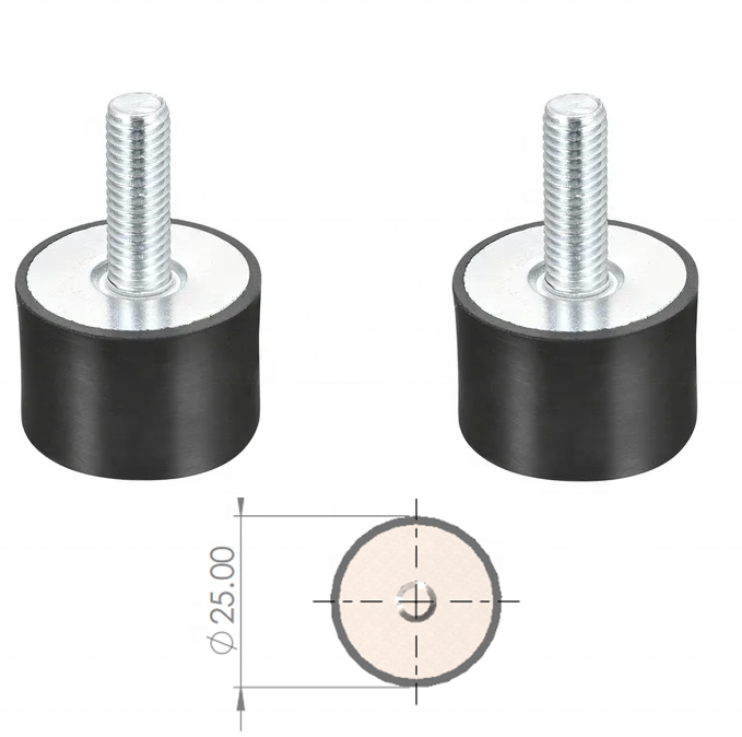 M6 Rubber Mounts Shock Absorber Anti Vibration Isolators 25 x 25mm Rubber Studs Rubber Cylindrical Vibration Isolation Mount